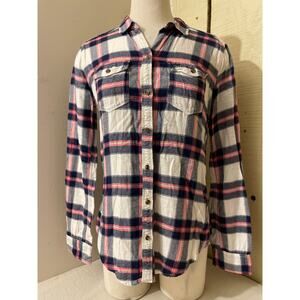 Abercrombie And Fitch Women's Size Medium Flannel Plaid‎ Long Sleeve Button Up